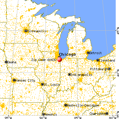 Homewood, IL (60430) map from a distance