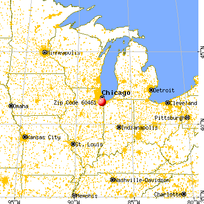 Olympia Fields, IL (60461) map from a distance