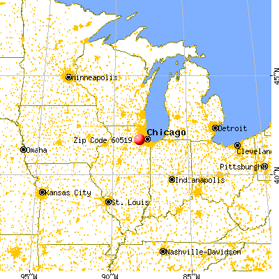 Aurora, IL (60519) map from a distance