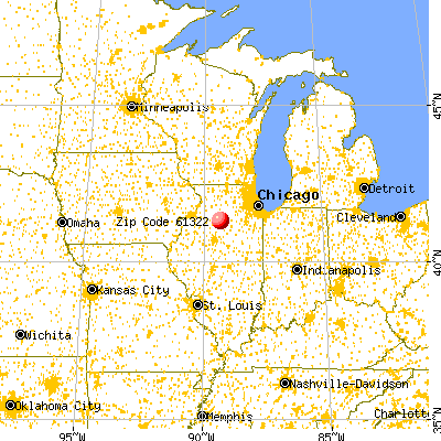 De Pue, IL (61322) map from a distance