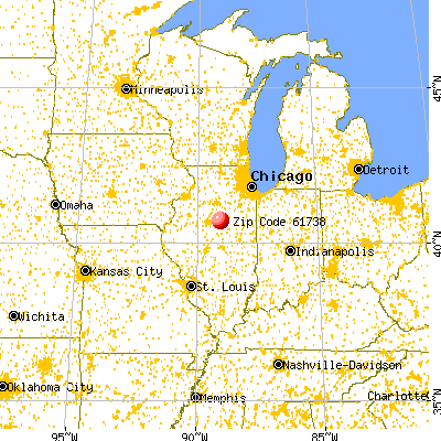 El Paso, IL (61738) map from a distance