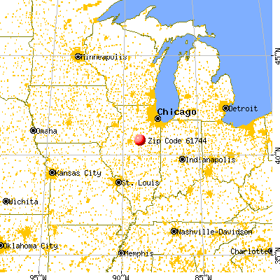 Gridley, IL (61744) map from a distance