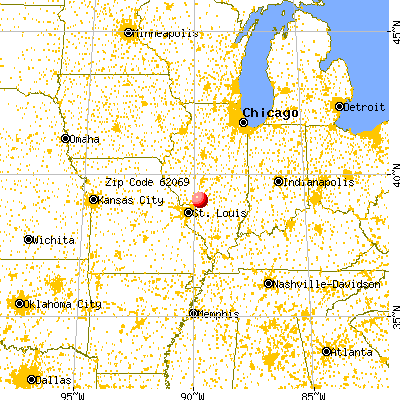 White City, IL (62069) map from a distance