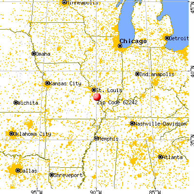 Evansville, IL (62242) map from a distance