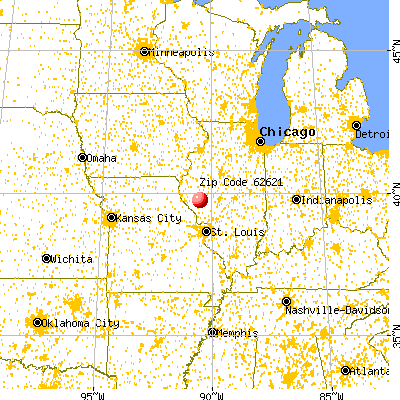 Bluffs, IL (62621) map from a distance