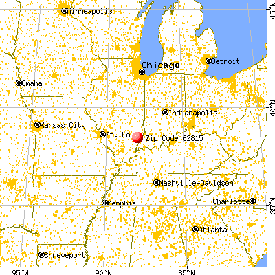 Bone Gap, IL (62815) map from a distance