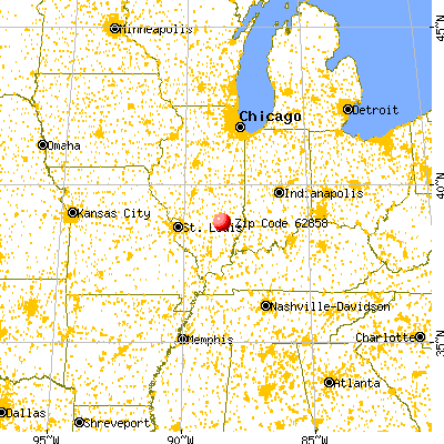 Louisville, IL (62858) map from a distance