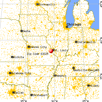 Eureka, MO (63025) map from a distance