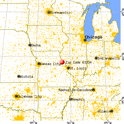 Bowling Green, MO (63334) map from a distance