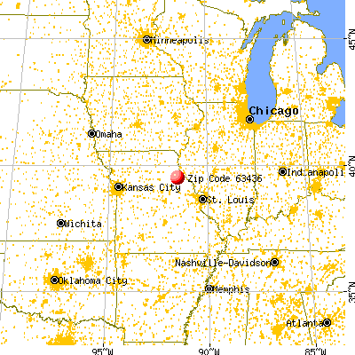 Center, MO (63436) map from a distance