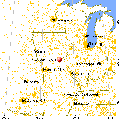 Baring, MO (63531) map from a distance