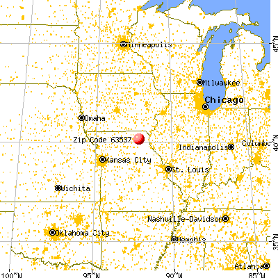 Edina, MO (63537) map from a distance