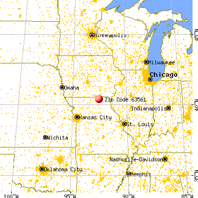 Queen City, MO (63561) map from a distance