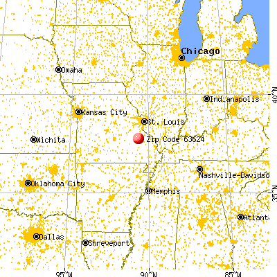 Iron Mountain Lake, MO (63624) map from a distance