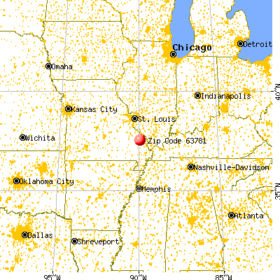 Sedgewickville, MO (63781) map from a distance