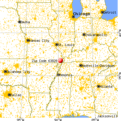 Canalou, MO (63828) map from a distance