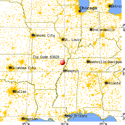 Cardwell, MO (63829) map from a distance