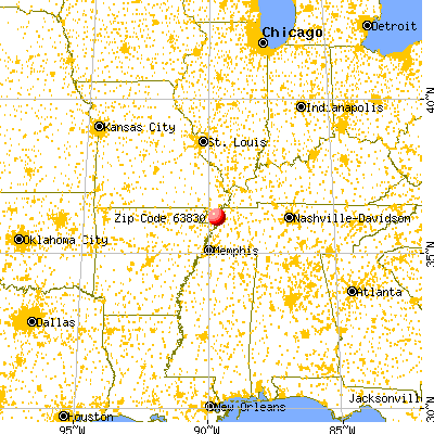 Caruthersville, MO (63830) map from a distance