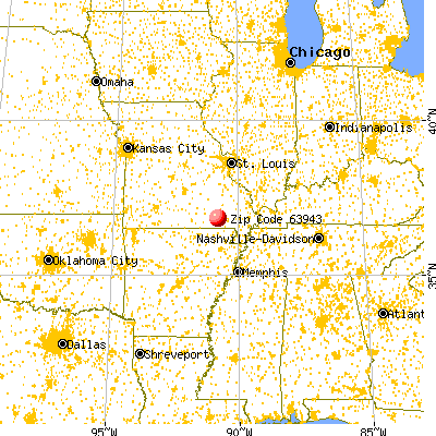 Hunter, MO (63943) map from a distance