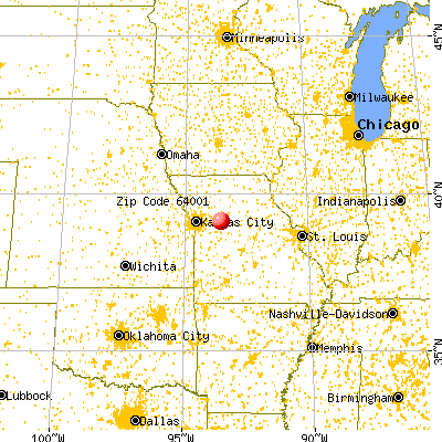 Alma, MO (64001) map from a distance