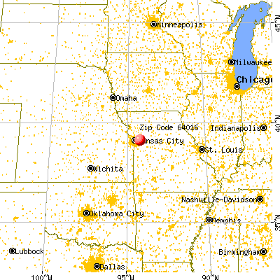 Independence, MO (64016) map from a distance