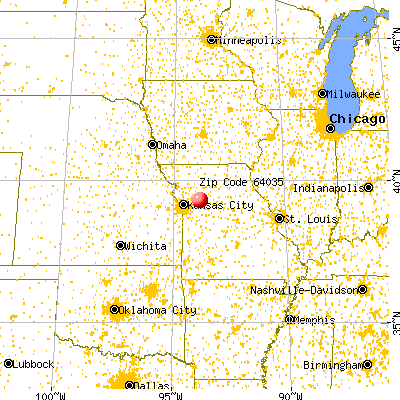 Hardin, MO (64035) map from a distance