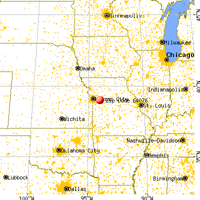 Odessa, MO (64076) map from a distance