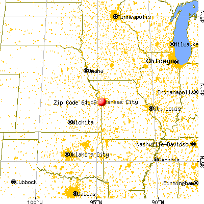 Kansas City, MO (64109) map from a distance