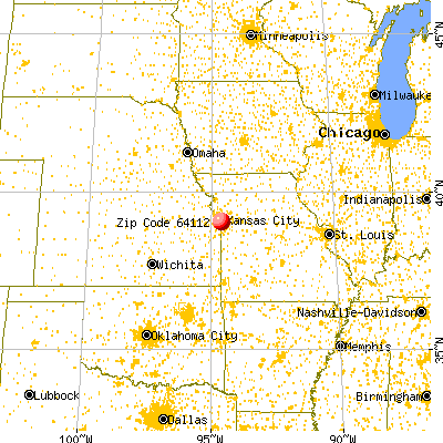 Kansas City, MO (64112) map from a distance