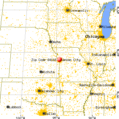 Kansas City, MO (64116) map from a distance