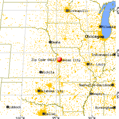 Kansas City, MO (64117) map from a distance