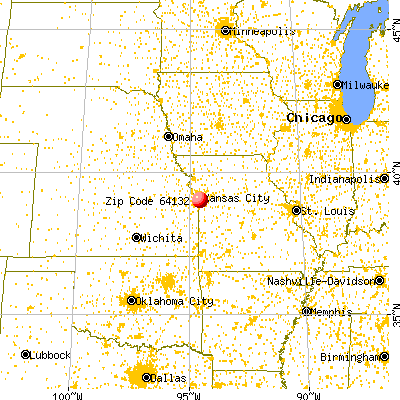 Kansas City, MO (64132) map from a distance