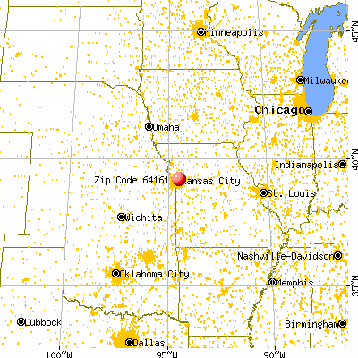 Kansas City, MO (64161) map from a distance