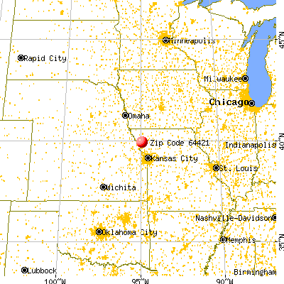 Amazonia, MO (64421) map from a distance