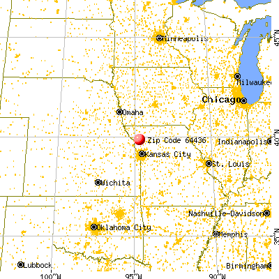 Cosby, MO (64436) map from a distance