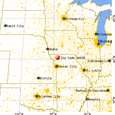 Darlington, MO (64438) map from a distance