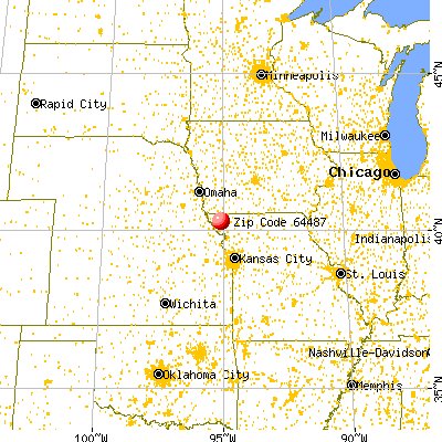 Skidmore, MO (64487) map from a distance