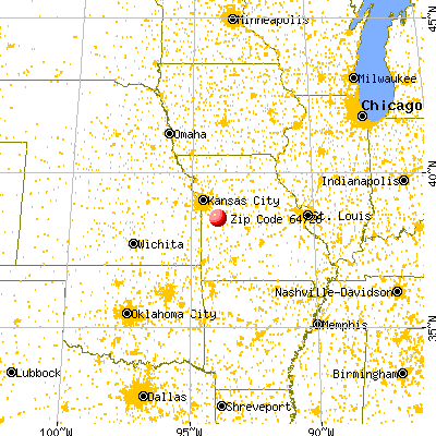 Blairstown, MO (64726) map from a distance