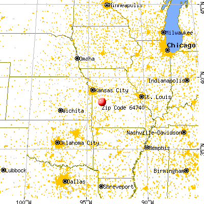 Deepwater, MO (64740) map from a distance
