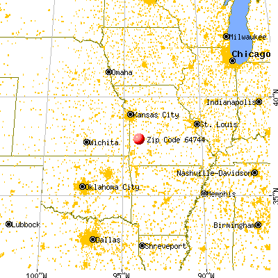 El Dorado Springs, MO (64744) map from a distance