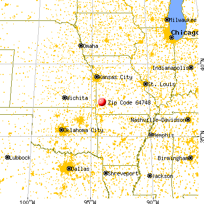 Golden City, MO (64748) map from a distance