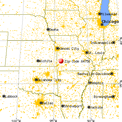 Jerico Springs, MO (64756) map from a distance
