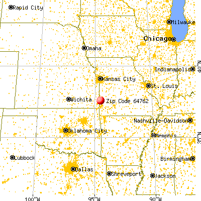 Liberal, MO (64762) map from a distance