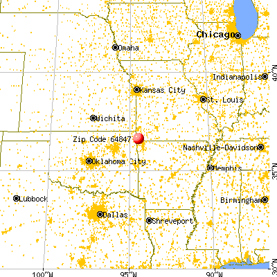 Lanagan, MO (64847) map from a distance