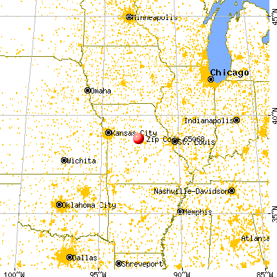 Prairie Home, MO (65068) map from a distance