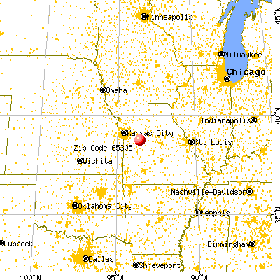Whiteman AFB, MO (65305) map from a distance