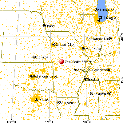 Battlefield, MO (65619) map from a distance