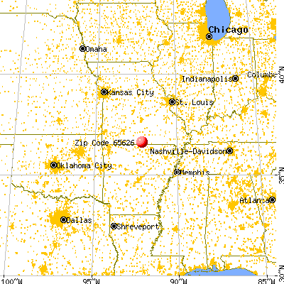 Bakersfield, MO (65626) map from a distance