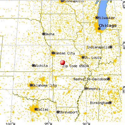 Cross Timbers, MO (65634) map from a distance