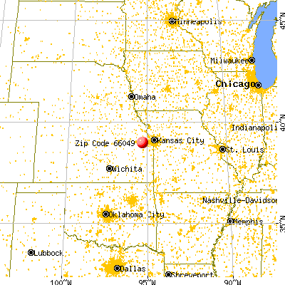 Lawrence, KS (66049) map from a distance